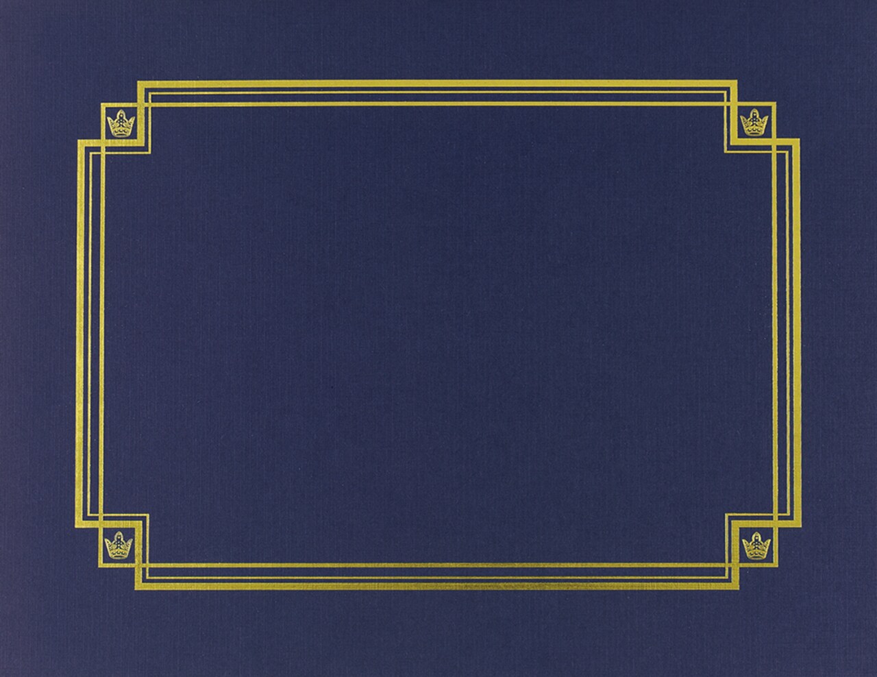 Great Papers! Linen Certificate Cover with Gold Foil Crest, Navy, 12" x 9.375"(folded) with Die-Cuts for 8.5" x 11" Documents, 3 Count